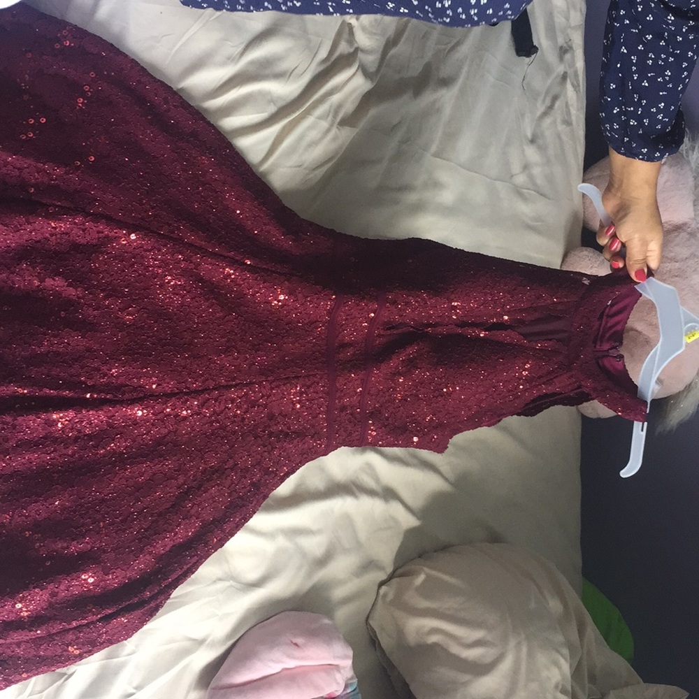red glittery dress